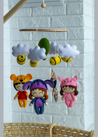 Дитячий музичний мобіль на ліжечко WooolyWool «Веселі дівчатка» з 35 мелодіями No Brand (342757915)