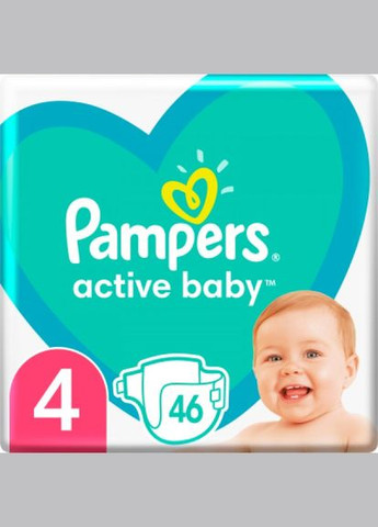 Підгузки Pampers active baby maxi розмір 4 (9-14 кг) 46 шт (269343160)