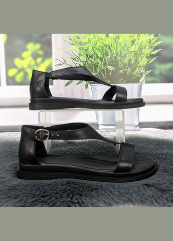 Черные босоножки женские кожаные SALI с ремешком