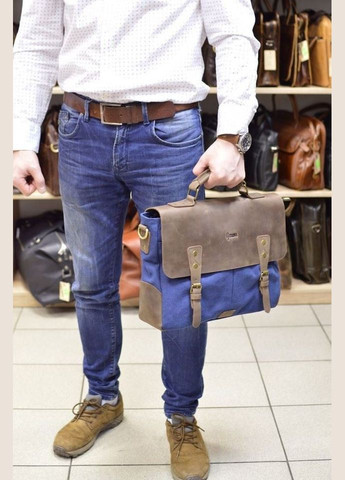 Чоловіча сумка-портфель шкіра + парусина RK-3960-4lx від українського бренда TARWA (298683833)