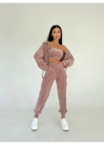 Жіночий велюровий костюм-трійка No Brand Г1469-1085/6 (356568391)