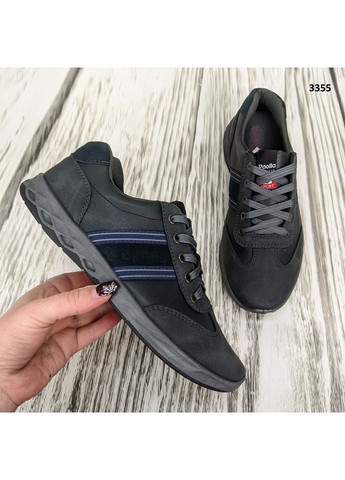 Серые демисезонные кроссовки мужские эко-кожа Paolla