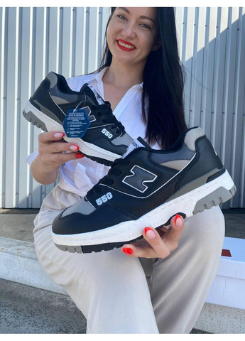 Чорні кросівки чоловічі new balance 550 grey black нью беланс 550 чорні демісезон No Brand