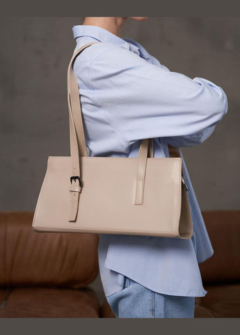 Жіноча сумка на одне відділення на блискавці з довгими ручками бежева "Аделіна" WeLassie (337165435)