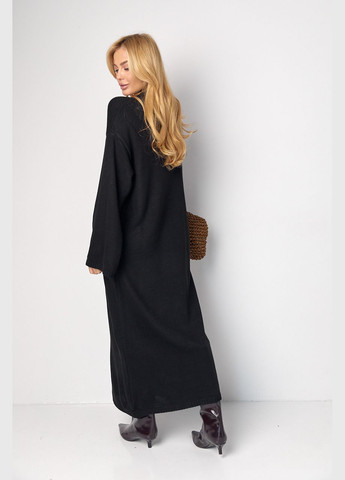 Черное длинное вязаное платье прямого кроя Lurex