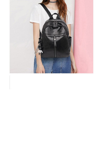 Жіночий чорний рюкзак з брелком КиП (290683311)
