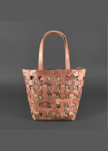 Шкіряна сумка жіноча через плече шоппер Пазл L світло-коричнева Crazy horse BlankNote (302008769)