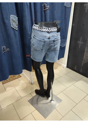 Шорти джинсові жіночі збільшений розмір стрейч блакитні Euro Fashion (366073207)