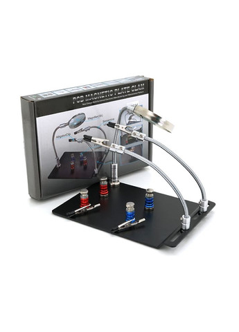 Держатель для пайки и ремонта "третья рука" TE-804. Линза Ø60мм, 3Х. 2 фиксатора. Размеры 145x210 мм. Вес: 0,810 кг. Voltronic (371632739)