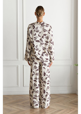 Бежевая всесезон пижамный костюм с брюками с кружевом felicity Forly