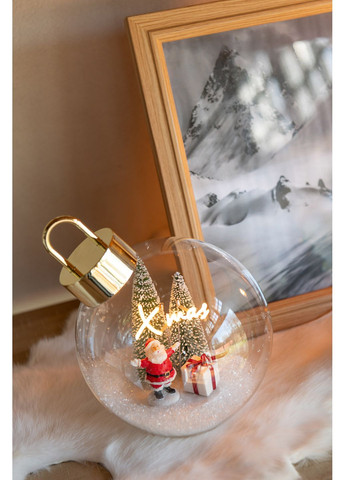 Стеклянный шар с дедом морозом новогодний настольный с подсветкой диаметр 18 см (59340) J-Line (363027512)