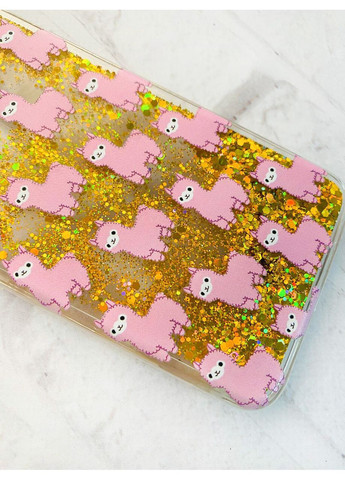 Чехол с плавающими блестками на Samsung Galaxy A25 (A256) Ламы розовые (принт 101) CASE CONTROL (360668819)