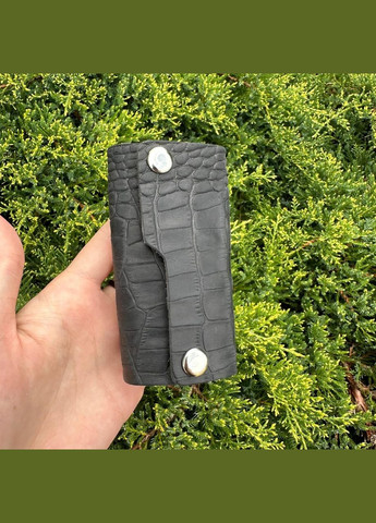 Кожаная ключница рептилия матовая черная. Ключник кожаный для ключей крокодил No Brand (334731124)