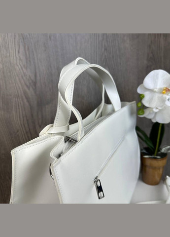 Жіноча сумка з декоративним замком з екошкіри з плечовим ременем біла (sku_774Л) No Brand (330576159)