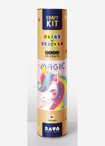 Картина по номерам стикерами в тубусе "Единорог", 33х48 см Идейка (302366084)