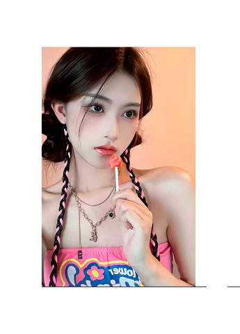 Накладные тонкие косы на шпильке (канекалон) 45 см Розовый K0864-3 No Brand (366665078)