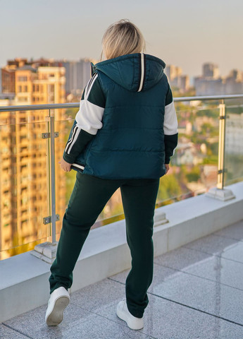 Спортивный костюм тройка женский оверсайз из флиса (жилетка + свитшот + штаны) No Brand (365701189)