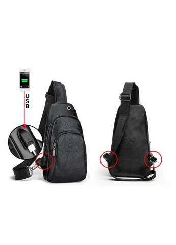 Чоловіча сумка-бананка з USB No Brand (402256114)
