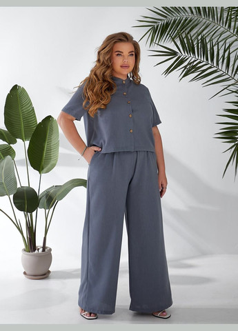 Жіночий легкий класичний костюм графiтового кольору 33136 No Brand (332177729)