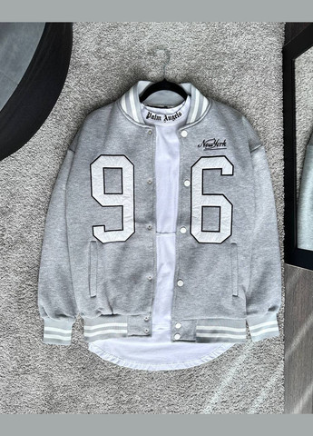 Стильний чоловічий бомбер сірий на гудзиках (303724895)