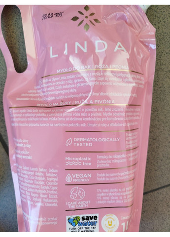 Жидкое мыло Linda роза+пион 1 литр Biedronka (365246890)