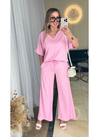Костюм женский прогулочный блуза+брюки розового цвета 38634 Fashion (398316905)