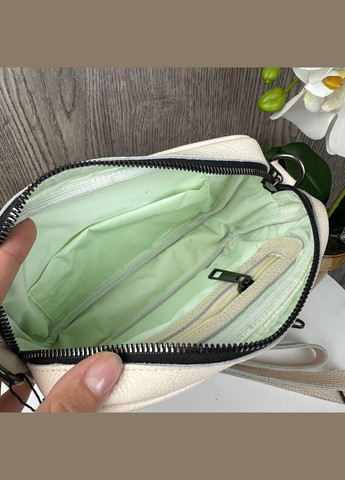 Шкіряна сумочка на плече з металевою фурнітурою молочна (sku_1595М) No Brand (330576185)