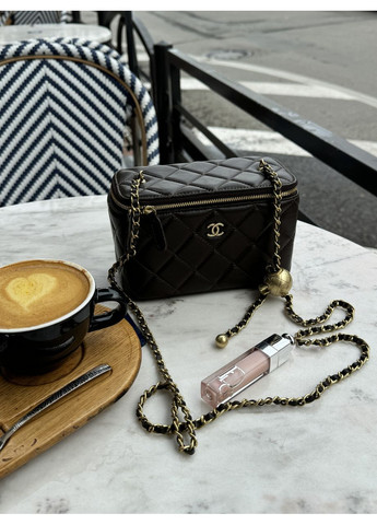 Сумка женская Classic Brown Lambskin Pearl Crush Vanity Bag Gold No Brand (362044540)