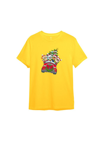 Желтая демисезонная детская новогодняя футболка с принтом "ёлочный патруль". щенячий патруль (10556521615) ТiШОТКА