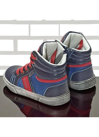 Синие спортивные, повседневные, кэжуал осенние демисезонные утепленные ботинки хайтопы на флисе для мальчика клиби Clibee