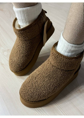 Уггі жіночі 1707-2 з хутром тедді на платформі коричневі ITTS (370076344)