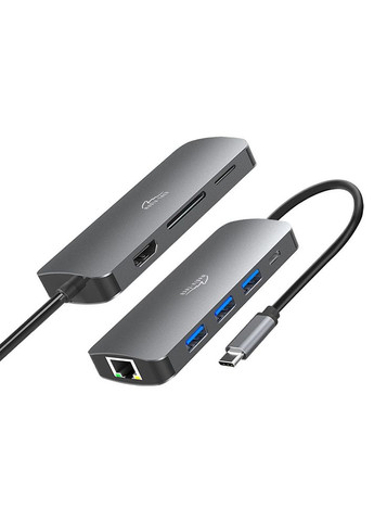 Докстанція USB3.1 Type-C --> HDMI/USB 3.0x3/RJ45/SD/MicroSD/PD 100W Hub Pro 8-in-1 Media-Tech (315502975)