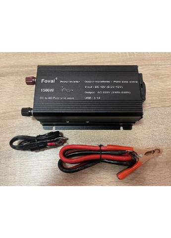 Інвертор 12V-220 1500W, перетворювач напруги, чиста синусоїда, 1500 Вт Foval (385400137)