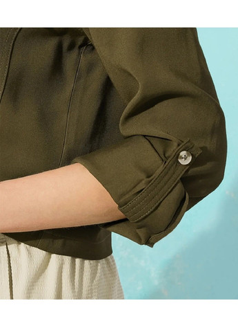 Оливковковая (хаки) повседневный рубашка однотонная Esmara с длинным рукавом