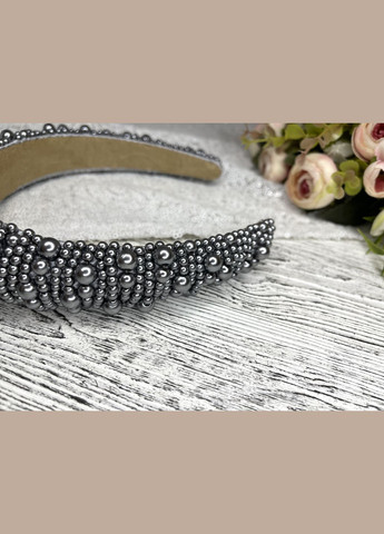 Жіночий обруч для волосся об'ємний з плетінням з намистин Hand Made (330619068)