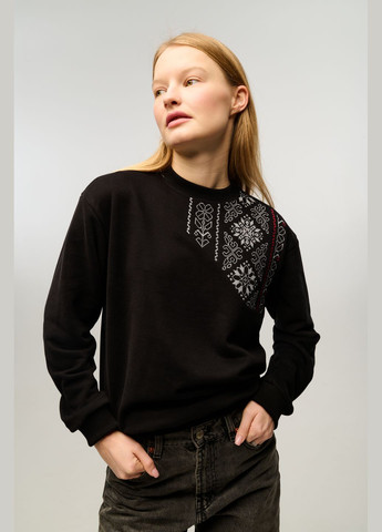 Черный женский свитшот-вышиванка с вышивкой "перемога" VINCA орнамент вышивка (291420339)