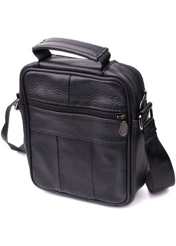 Практичная вертикальная сумка с ручкой для мужчин из натуральной кожи 22864 Черный Vintage (327274195)