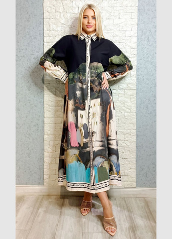 Чорна повсякденний, кежуал сукня а-силует New Collection з абстрактним візерунком