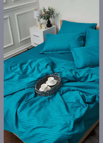 Комплект постільної білизни Дитячий 110х140 наволочки 2х50х50 Turkish Blue Satin Stripe (MS-830000190) Moon&Star TurkishBlue (293173258)