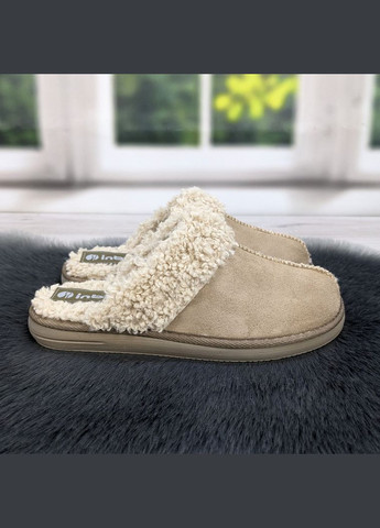 Бежевые тапочки домашние женские замшевые Inblu