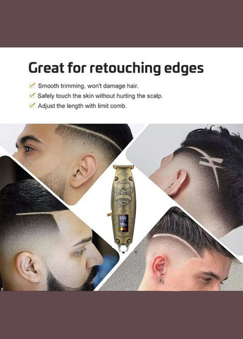 Машинка для стриження волосся й бороди акумуляторна HQ-299 Pro Золотиста + 3 насадки Rozia (312486073)