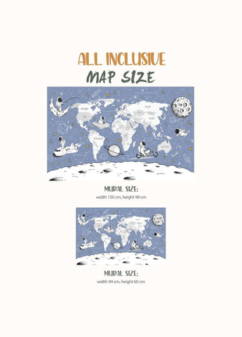 Виниловая интерьерная на стену "Карта мира на украинском языке в космической тематике" Кавун наклейка (316189498)