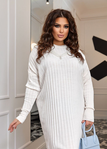 Молочное повседневный, кэжуал трикотажное платье колокол, баллон No Brand однотонное