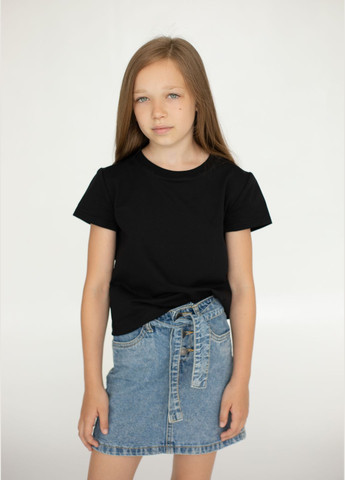 Черная летняя футболка детская "black&white" из двунитки чона No Brand