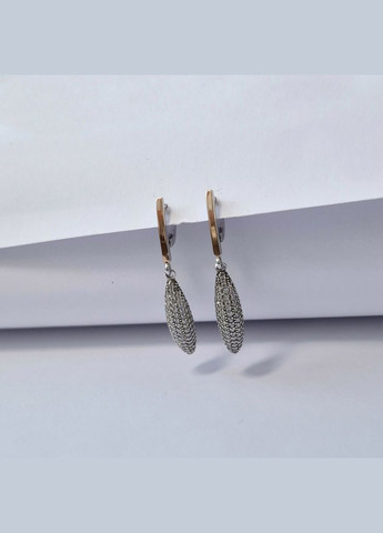 Срібні сережки із золотою пластиною з підвіскою Палички в Білих каменях срібло 925 проби золото 375 231 7.80 No Brand (322504288)