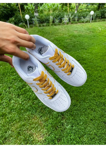 КРОСІВКИ ЖІНОЧІ NIKE AIR FORCE 1 WHITE GOLD НАЙК АІР ФОРС 1 ПРЕМІУМ No Brand білі демісезони (367171899)