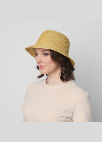 Шляпа с маленькими полями женская бумага желтая VERONICA LuckyLOOK 844-033 (292668943)
