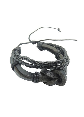 Браслет кожаный на руку черный с многослойным плетением B1585 Fashion Jewelry (292324245)