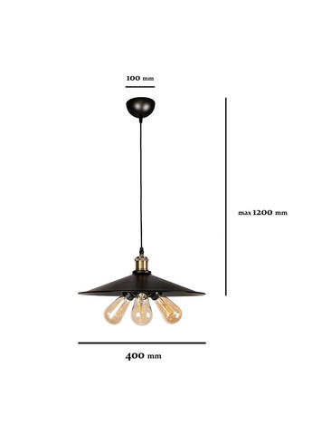 Підвіс з бронзовим патроном 40см (52-PB9F(400)-3 BK+BRZ) No Brand (370072373)