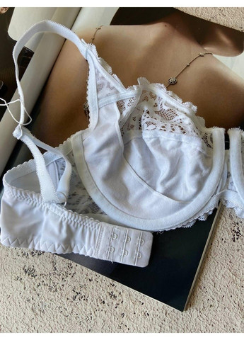 Белый белый бюстгальтер с кружевом, лифчик без поролона Lanny Mode